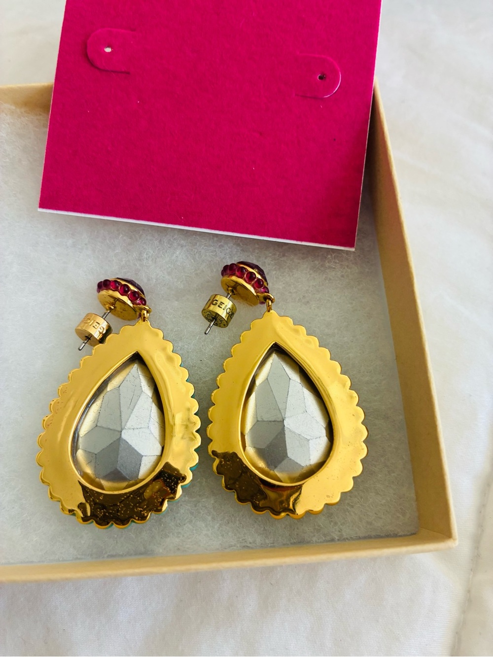 Kurt Geiger Gold and Turquoise Earrings, New, original price $178.00. - Picture 3 of 7